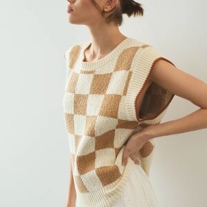Anthropologie Maeve Checkered Sweater Vest